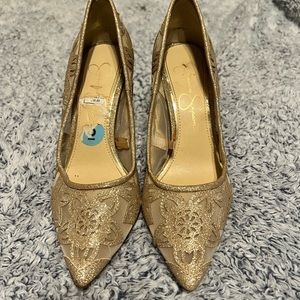 Gold sparkly Jessica Simpson heels
